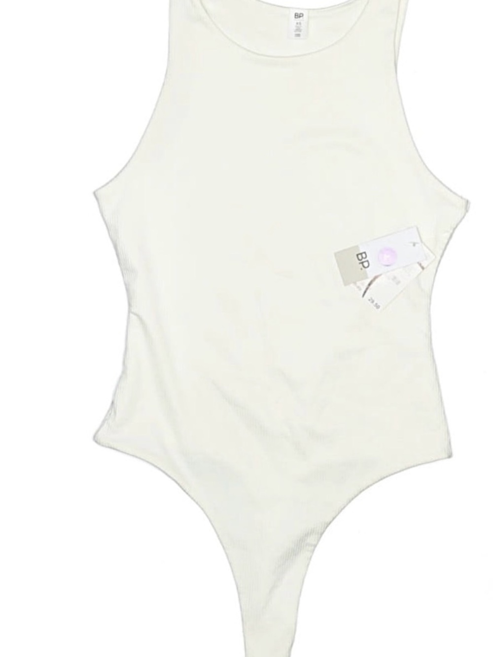 bp Cream Ribbed Tank One-Piece Bodysuit